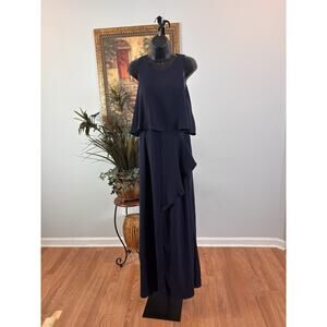 ASOS Bridesmaid's Maxi Dress Womens 12 Navy Lagenlook Fairy Goth Y2K Cape Top